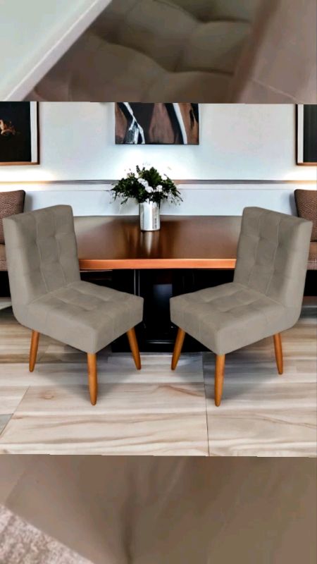Kit 2 Poltronas Monalisa em Suede com Pés de Madeira – Cadeiras Estofadas Decorativas#poltronadecorativa #decoraçãodecasa  #moveis  #casaaconchegante