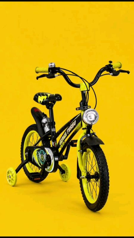 Bicicleta Infantil Aro 14 Old School Amarela 3 a 7 Anos LED + Pneu Grosso +Farol + Rodinhas + Freio V-Brake Completa#bicicleta #infatil #aro14