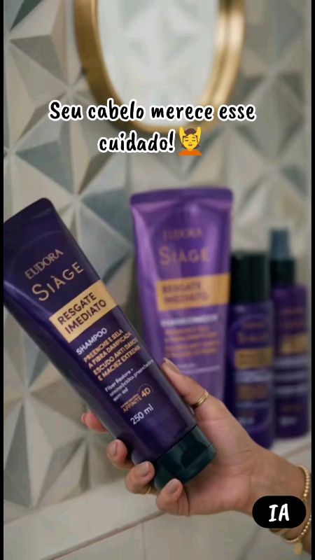 Cabelos recuperados em minutos ✨ brilho, maciez e força desde a primeira aplicação! #Siage #Eudora #CabeloPerfeito #HidrataçãoIntensa #ResgateImediato
