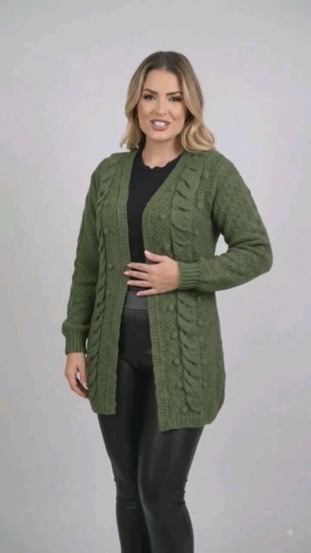 Casaco cardigan aberto manga longa #casacocardigan #casacotrico #casacomangalonga #cardigan #modainverno #modafeminina