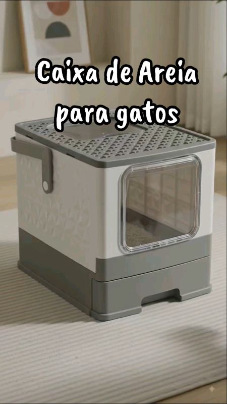 Caixa de Areia Banheiro Extragrande para Gatos – Totalmente Fechada, Dobrável #pet #gato #caixa #chique #utilidade #luxo