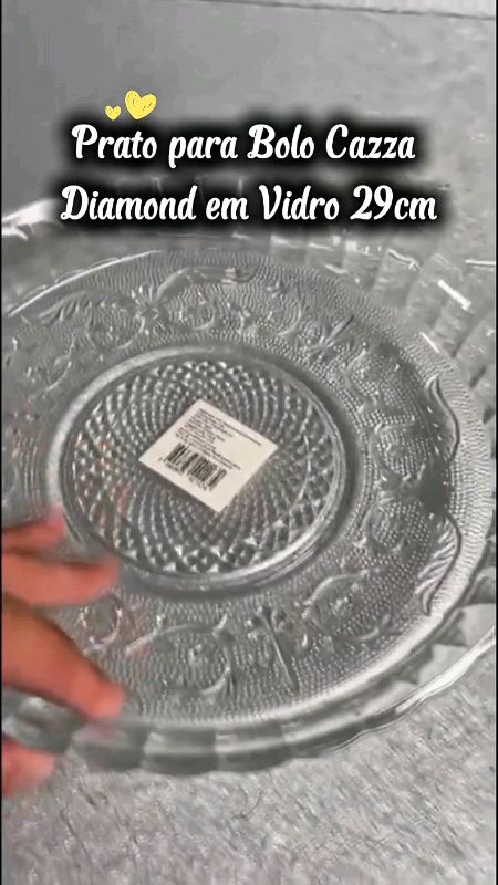 Prato para Bolo Cazza Diamond em Vidro 29cm #pratoparabolo #pratodebolo