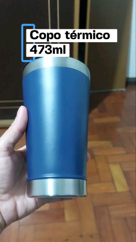 Copo Térmico 473ML Inox p/bebidas com Tampa e Abridor Garrafa Parede Dupla Quente e Gelado #copotermico #copo #copocomabridor #acheinashopee