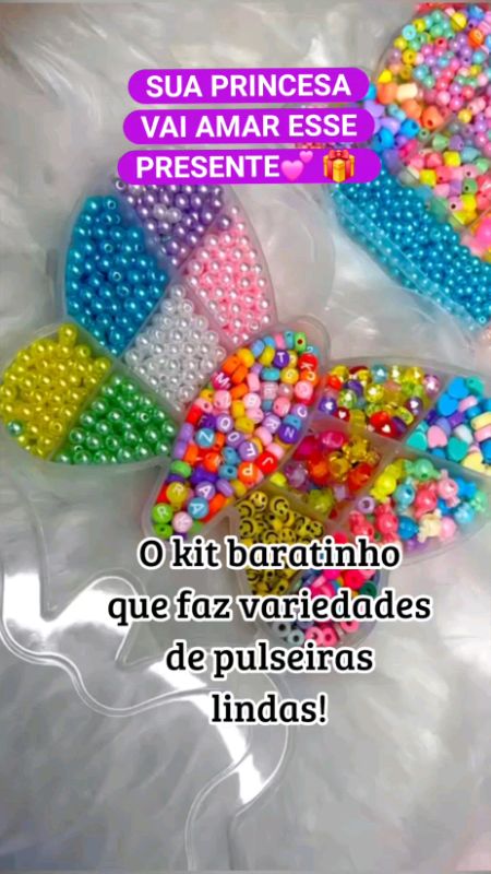 Maleta infantil com Miçangas para sua princesa arrasar na criatividade 💕🎊🎉#miçangas #maletainfantil #pulseirainfantil
