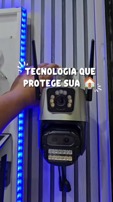 Câmera segurança 4K lente dupla com sirene policial! #camera #segurança #camerawifi #vigilancia #4k