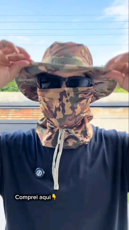 Boonie Chapéu Balaclava Terno Dobrável Macio Proteção Solar Boné De Pesca Respirável Pescador Caça Ao Ar Livre Amplo Pro