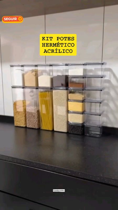 KIT POTES HERMÉTICO ACRÍLICO QUALYPLAS POTES DE MANTIMENTOS ORGANIZADOR #potehermético #potesdemantimentos #potes #organizador #acrilico