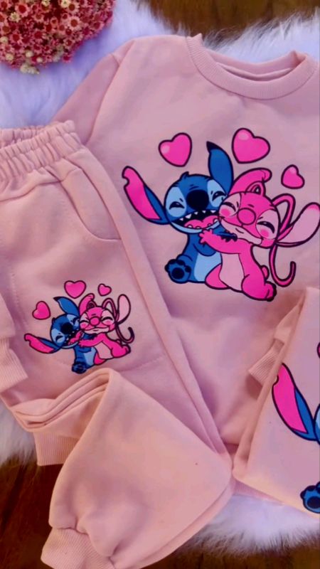 Conjunto Infantil moletom flanelado quentinho #conjuntoflanelado #infantil #infantilinverno #stitch