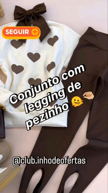 Conjunto de moletom com legging de pezinho #conjuntoinfantil #Leggingpezinho #infantilmenina #ConjuntoCoração