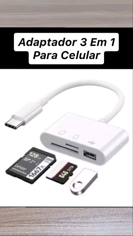 #LeitorDeCartãoDeMemoriaParaCelular #Adaptador3Em1 #USBC #SD #TF #USB #Adaptador #OTG Entrada #Tipoc #Tecnologia #Android #Ios #MaisVendidos