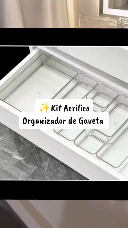 Kit Organizador de Gaveta Acrílico Multiuso p/ Cozinha e Quarto #organizacaodacasa  #organizadordegaveta  #organizacaointeligente  #achadinhoshopee