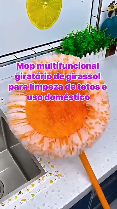 Mop multifuncional giratório de girassol para limpeza de tetos e uso doméstico #mop #esfregão #limpeza #4do4 #acheinashoppe