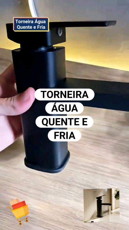 Adicione na sacolinha☝️Torneira Quadrada Preta Quente E Fria Torneira De Banheiro Torneira Para Cozinha Pia Furo Único #torneira #pia