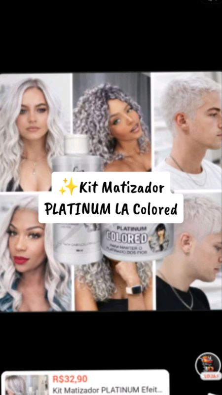 Kit Matizador Platinum L&A Colored | Cabelo platinado sem amônia! #matizador #loiroplatinado #ShopeeVideo #haircare #grisalhos #achadinhosshopee