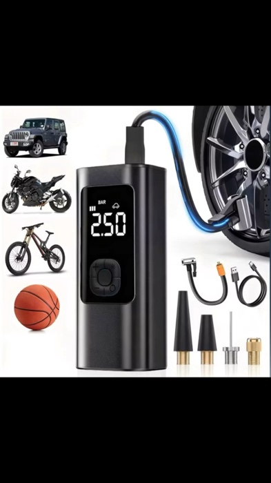 Bomba de Ar Digital Portátil Compressor Inflator Multi-função Calibrador de Carro Recarregável #bombadeardigital #publi #todos