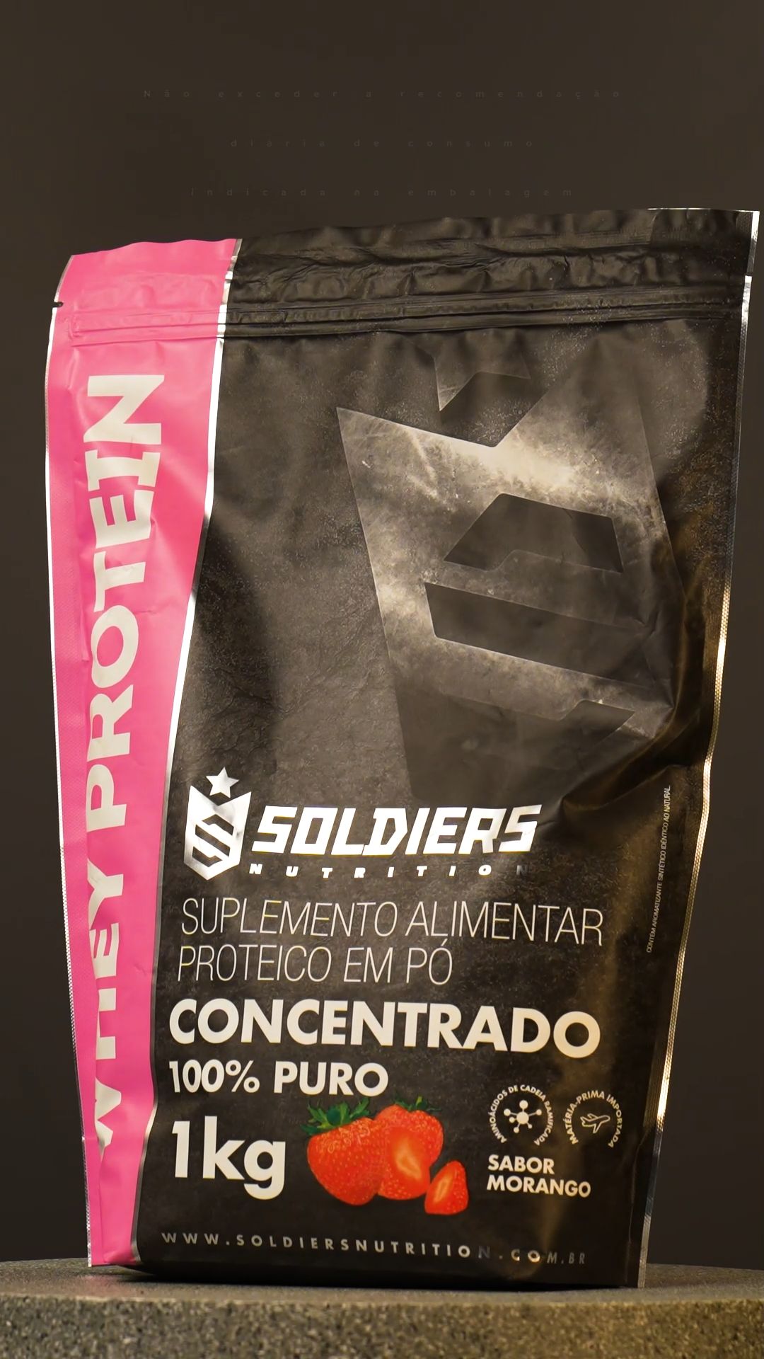 Força e nutrição importada! 🌍💪 Whey Concentrado 1kg Soldiers pra ganho de massa e recuperação. #WheyProtein #Suplemento #SoldiersNutrition