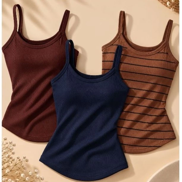 Blusa Regata Feminina Canelada Alcinha Blusinha Bojo Básica Casual Alça Fina Dia A Dia