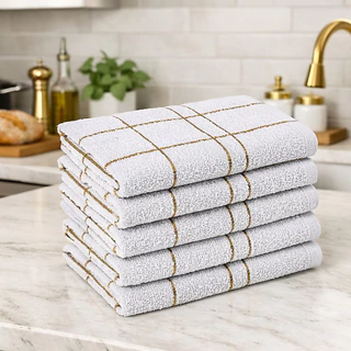 Kit 03 a 10 Toalha de Louça Pano de Prato Branco Xadrez Grande 100% Algodão Alta Absorção