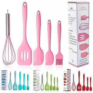 Kit 5 Peças Utensílios de Cozinha Silicone Colher Espátula Fue Espátula Pequena Pincel