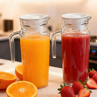 2 Jarras de Vidro Suíça 1L Com Tampa Água Suco Vidro Resistente 1 Ou 2 Jarras