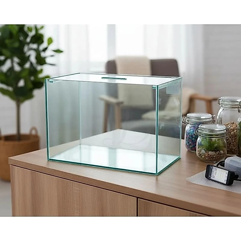 Aquário 5 litros Retangular 25x13x18cm para Peixes e Plantas de Vidro incolor com Tampa decorativo n2
