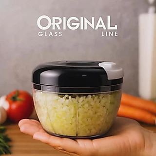 Processador de Alimentos Manual 500ml 3 Lâminas Aço Inox Triturador de Alho