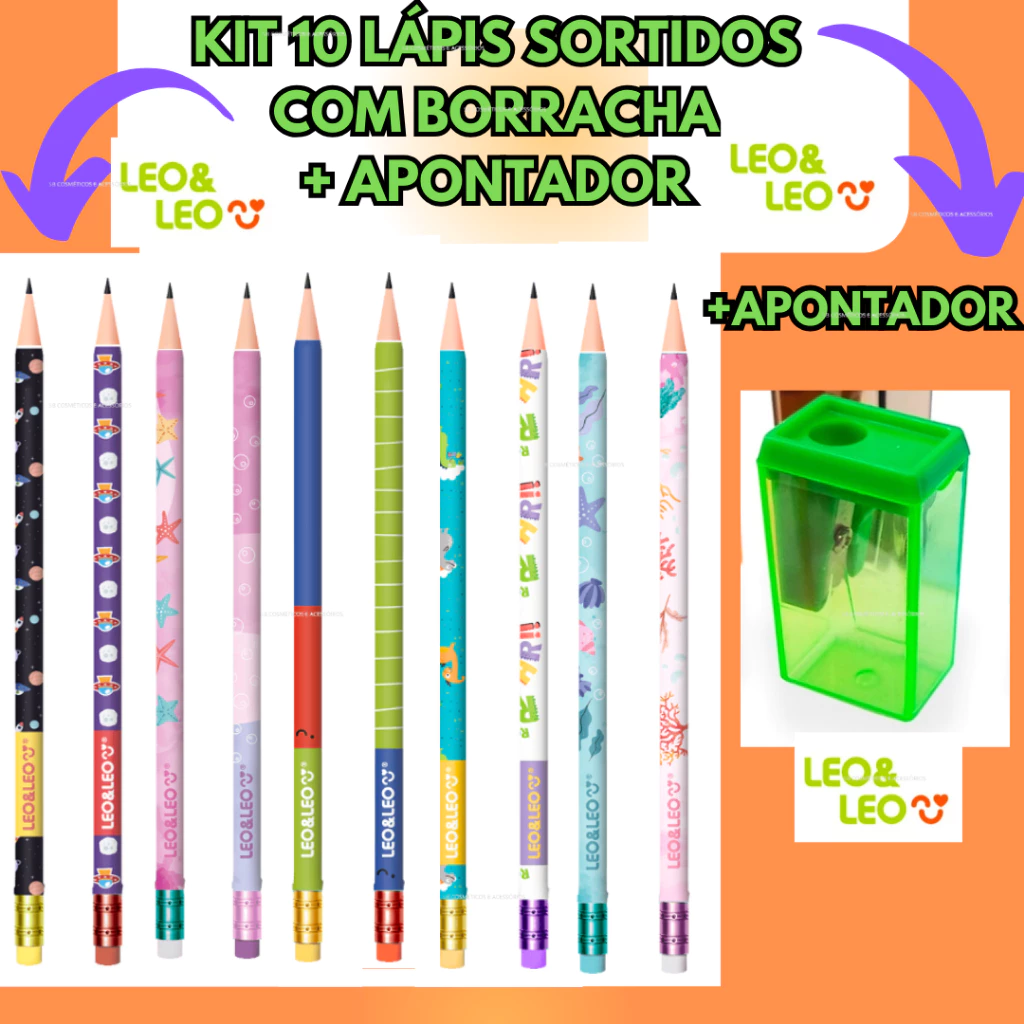 Kit 10 lápis com borracha