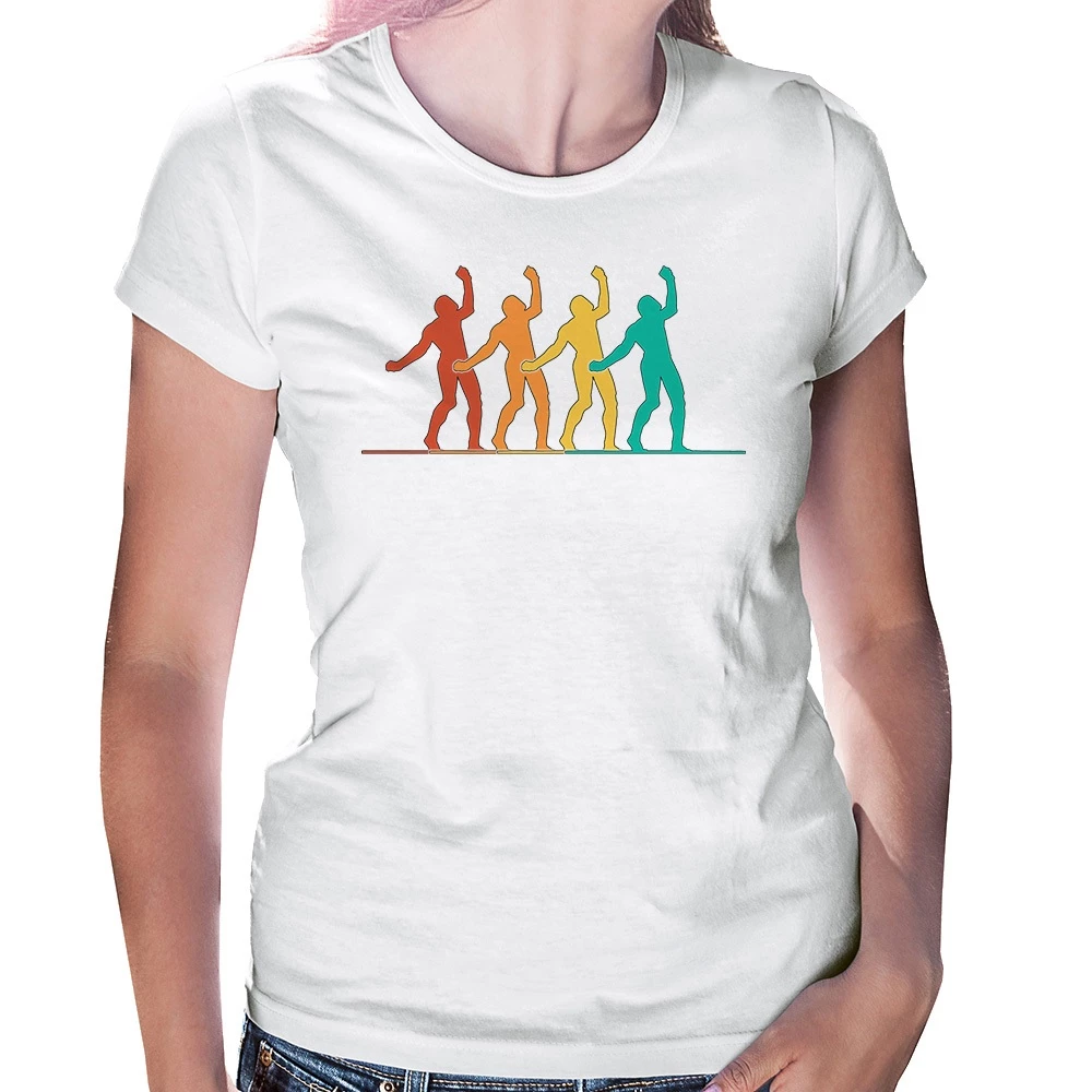 Baby look feminina de slackline com estampa de equilibrista retrô Baby look feminina de slackline com estampa de equilibrista retrô