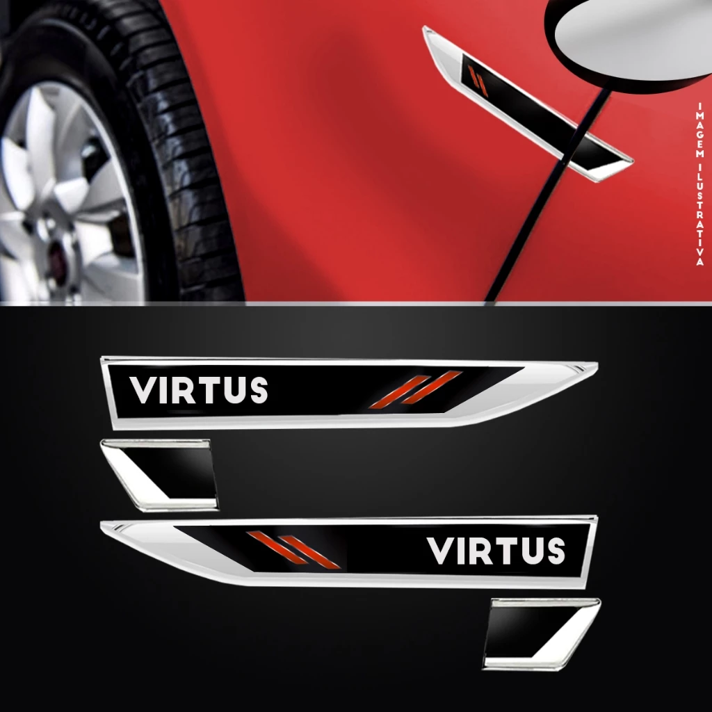 Par Adesivo Emblema Lateral Paralama Premium Porta Compatível com Virtus