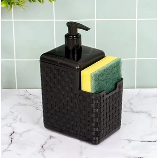 Porta Detergente com suporte para Esponja Bico Dosador estilo Rattan Preto Luxo original r