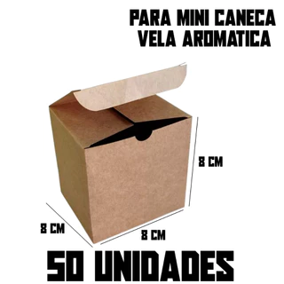 50-25-10 Caixa Caixinhas Embalagem Mini Caneca/Xícara 150ml e Vela Aromática 8cm x 8cm x 8