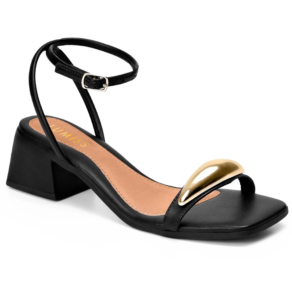 👡 Sandália Feminina Lumiss Salto Baixo Bloco Confortável