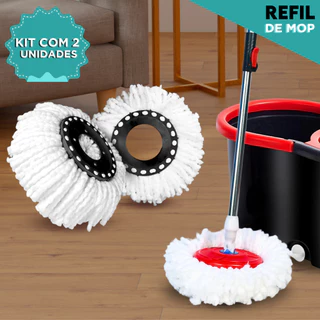 Refil Mop Giratório Universal Esfregão Kit Com 2 Unidades - Aero