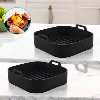 Kit 2 Forma De Silicone Quadrada Air fryer Antiaderente Cesto Silicone Fritadeira Elétrica