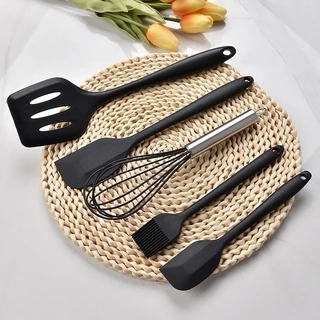 Kit 5 Peças Colher Espátula Fue Espátula Pincel Utensílios De Cozinha Silicone