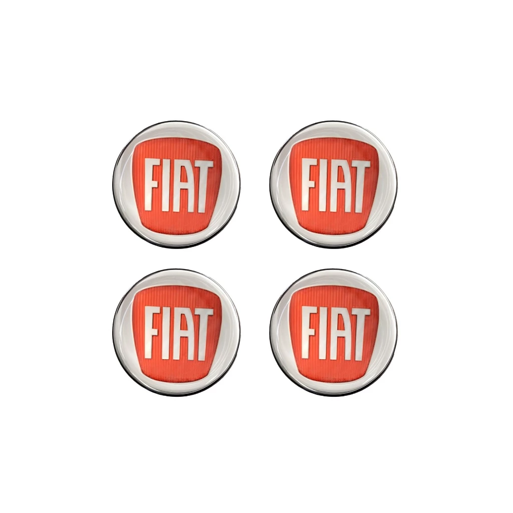 Jogo C/ 4 Emblema Adesivo Para Calota Fiat Vermelho Resinado