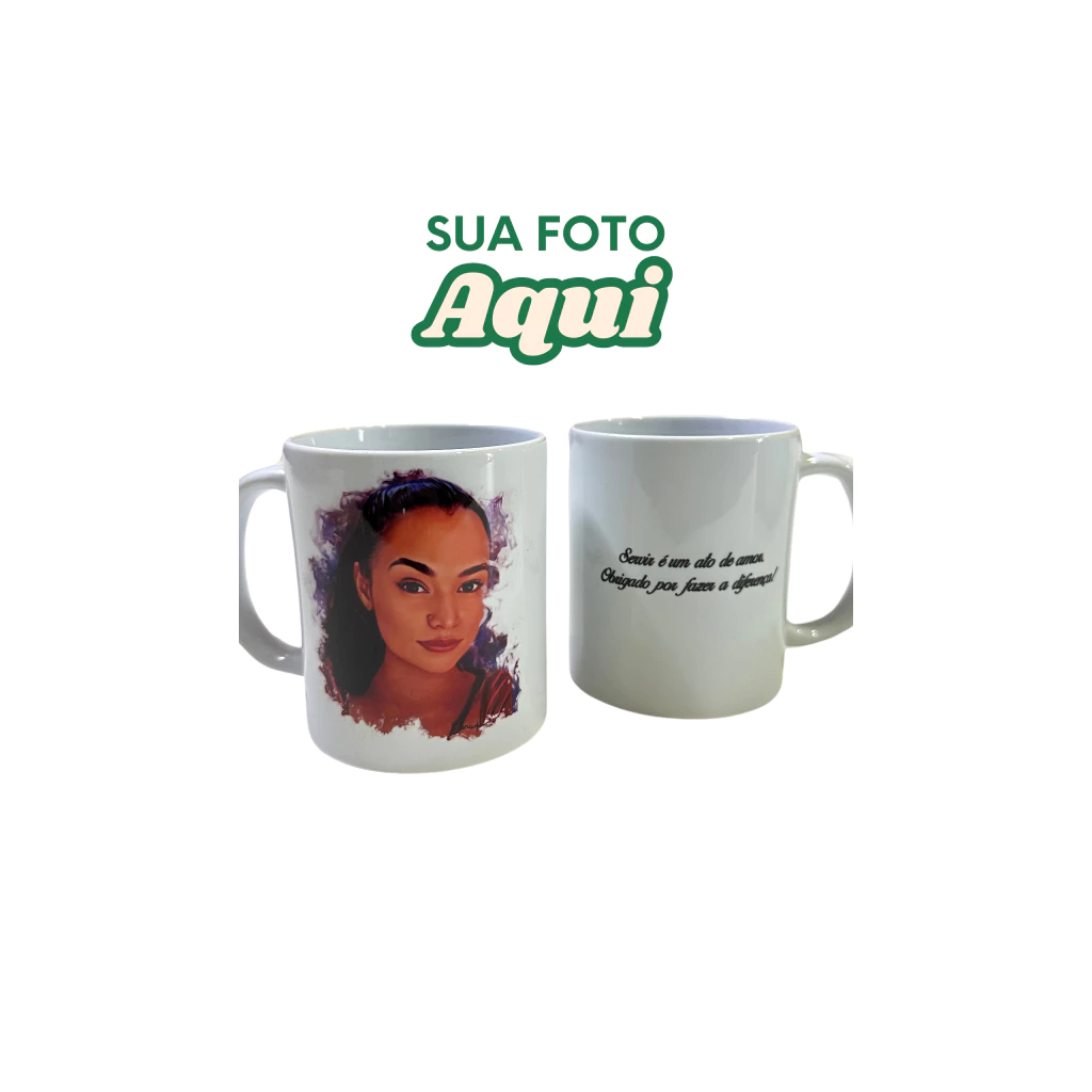 Caneca Xícara Porcelana Personalizada sublimada com caixa de MDF