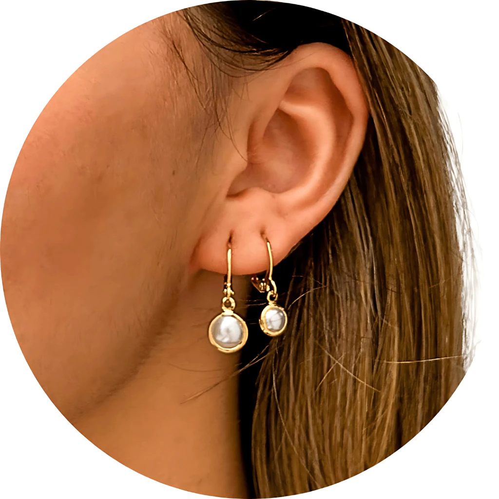 Kit 2 Brincos de Argola Primeiro e Segundo Furo com Pérola Banhado Ouro 18k Atacado e Revenda Acesórios Feminino