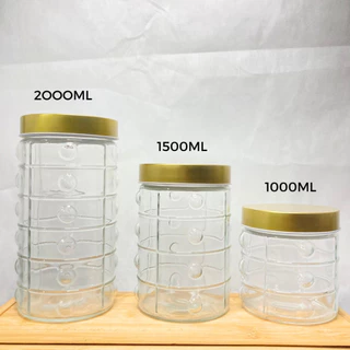 POTE DE VIDRO PREMIUM PORTA MANTIMENTO COM TAMPA DOURADA HERMÉTICA METALIZADA KIT OU AVULS