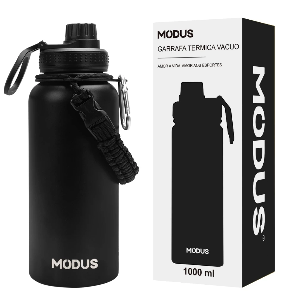 MODUS Garrafa De Água 1000ml Isolada Frio/calor Com Corda Portátil De Aço Inoxidável Esportiva Copo