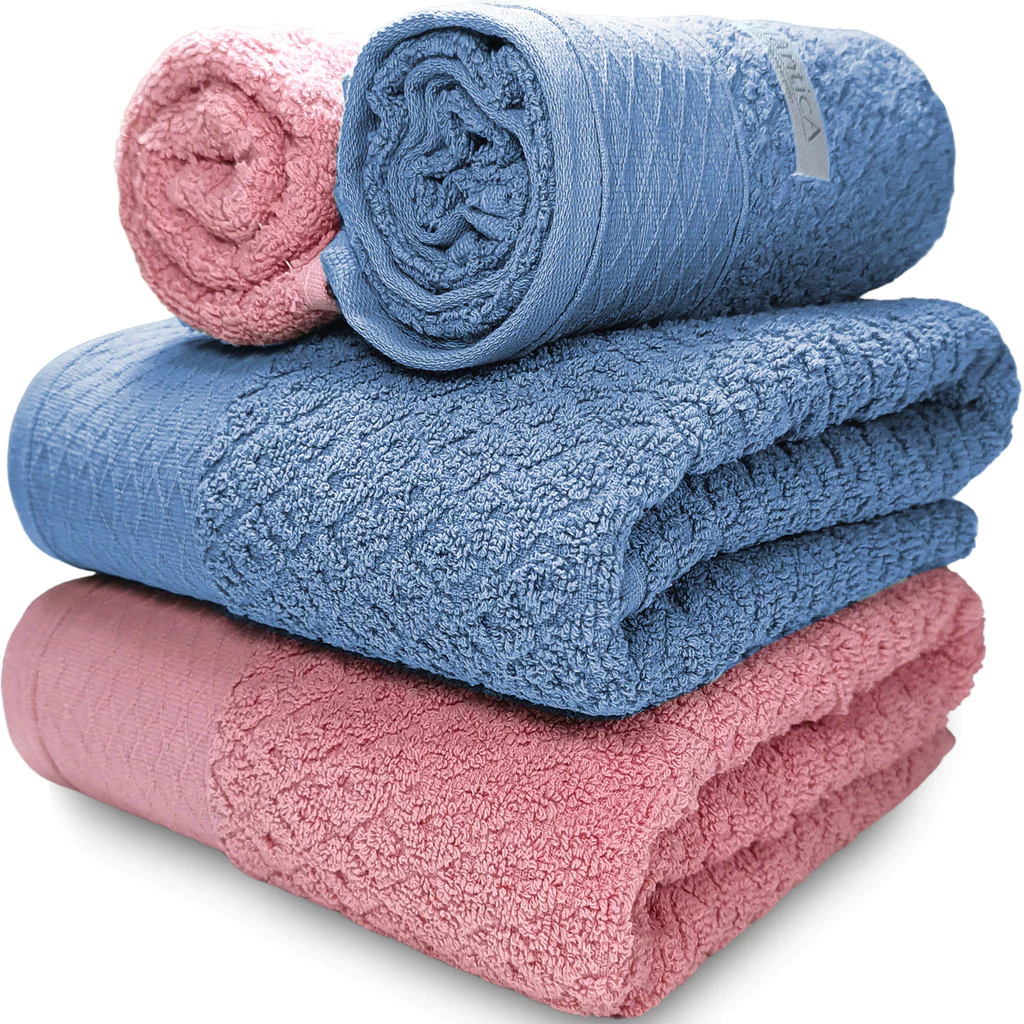 Jogo/Kit 2 Toalhas de Banho Capri Atlântica  + 2 Toalhas de Rosto Grossa Macia 100% Algodão 430 g/m²