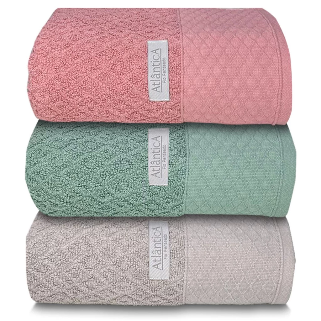 Jogo/Kit 3 Toalhas de Banho Capri Banhão Premium Luxo Grande Fio Penteado 100% Algodão Gigante Macia