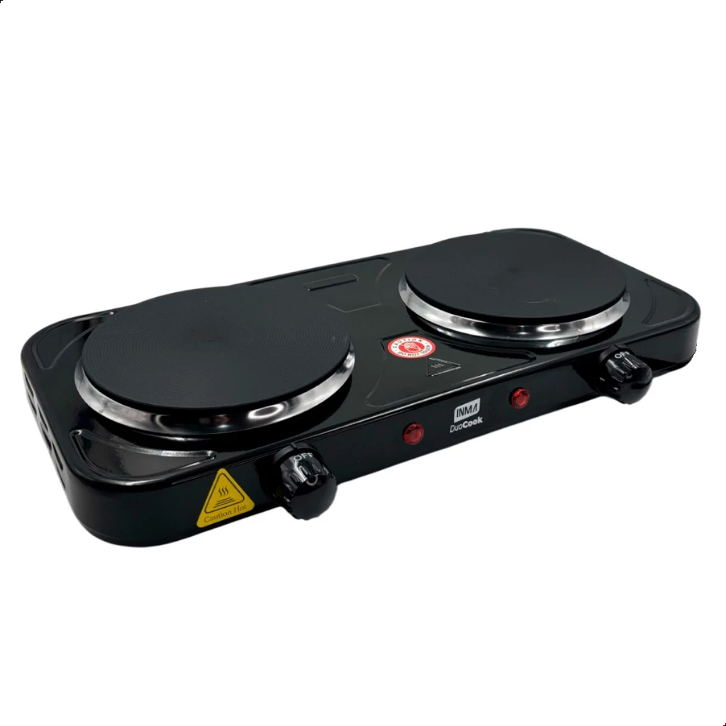 Fogão Elétrico Portátil 2 Bocas Ou 1 Boca Cooktop Mesa Inox com Controle de Temperatura 1000W/2000W