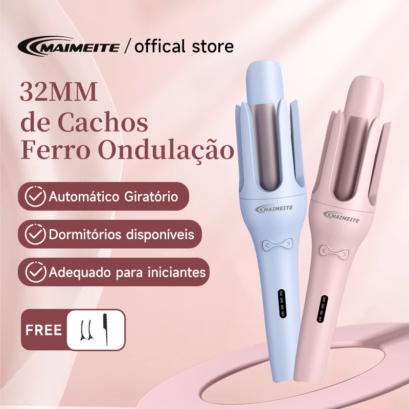 MAIMEITE Modelador de Cachos Ferro Ondulação Automático Giratório Aquecimento Rápido Bivolt110V-220V