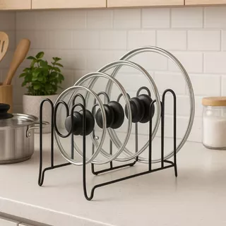 Suporte Organizador De Tampas Black, 6 Divisões, Plug Lar