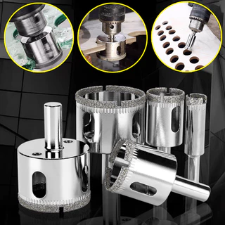Jogo 10/15 Brocas Diamantadas Serra Copo furar Vidro Granito Ceramica 6 a 50 mm kit ferram