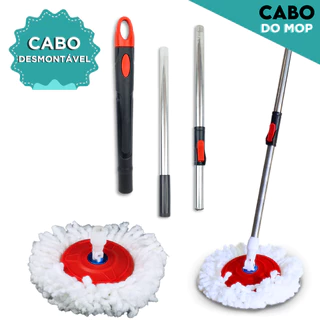 Cabo Mop Giratório 140cm + Refil Fácil Montagem Ergonômico Resistente e Desmontável - SHEF