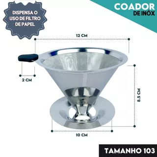 Coador de Café Inox Reutilizável – Sem Filtro de Papel, Econômico e Sustentável 103 Premiu
