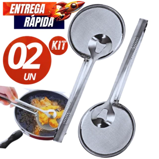 02/01 - Escumadeira Pescadora Para Fritura C/pegador Em Inox 2 Em 1 Variáveis Utilidades