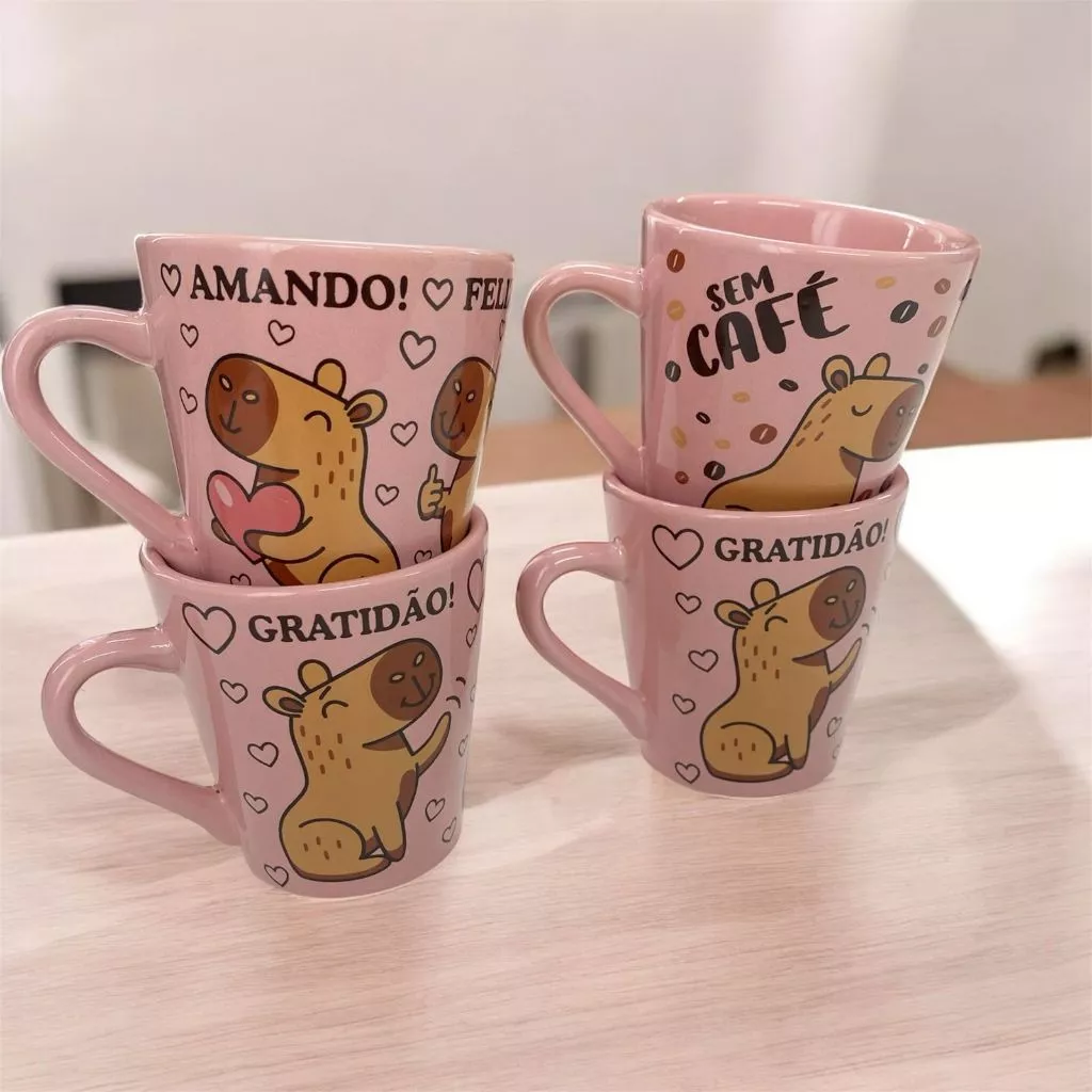 Kit Xícara/Caneca 120ml Café Capivara Chá Presente Divertido